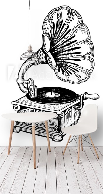 Picture of Gramophone engraving style vector